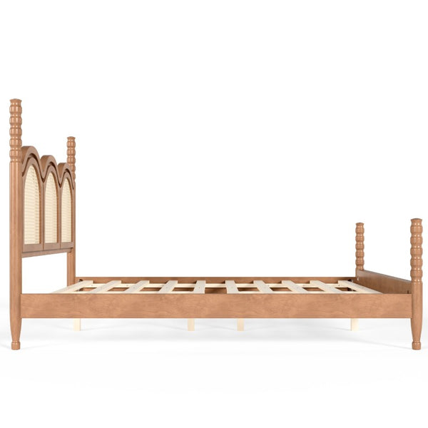 English Elm Twin Over Full Bunk Bed Round Pipe Steel Frame with Guardrails for Kids and Teens Natural MDF,Pine,Plywood W5305S00256