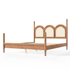 English Elm Twin Over Full Bunk Bed Round Pipe Steel Frame with Guardrails for Kids and Teens Natural MDF,Pine,Plywood W5305S00256