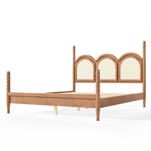 English Elm Twin Over Full Bunk Bed Round Pipe Steel Frame with Guardrails for Kids and Teens Natural MDF,Pine,Plywood W5305S00256