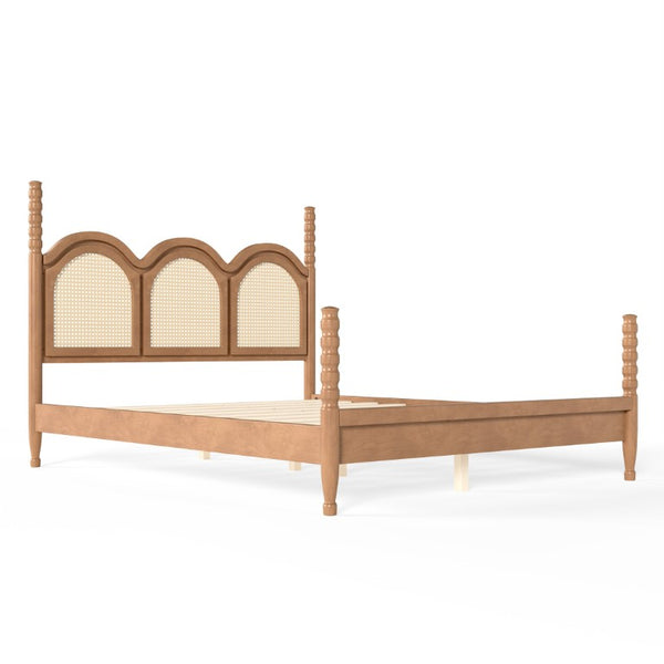 English Elm Twin Over Full Bunk Bed Round Pipe Steel Frame with Guardrails for Kids and Teens Natural MDF,Pine,Plywood W5305S00256