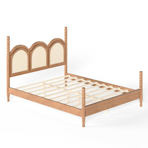 English Elm Twin Over Full Bunk Bed Round Pipe Steel Frame with Guardrails for Kids and Teens Natural MDF,Pine,Plywood W5305S00256