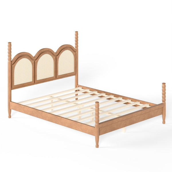 English Elm Twin Over Full Bunk Bed Round Pipe Steel Frame with Guardrails for Kids and Teens Natural MDF,Pine,Plywood W5305S00256