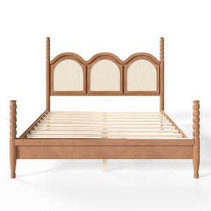 English Elm Twin Over Full Bunk Bed Round Pipe Steel Frame with Guardrails for Kids and Teens Natural MDF,Pine,Plywood W5305S00256