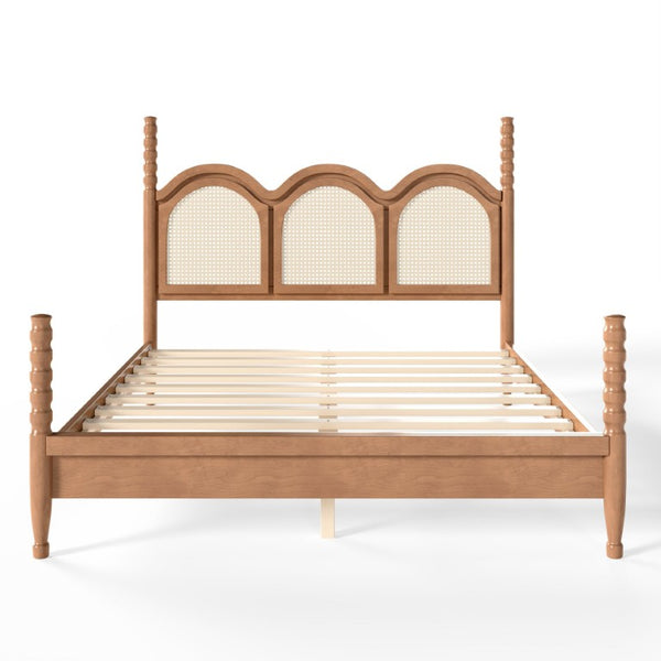 English Elm Twin Over Full Bunk Bed Round Pipe Steel Frame with Guardrails for Kids and Teens Natural MDF,Pine,Plywood W5305S00256