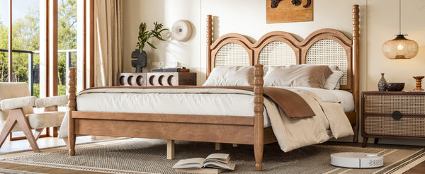 English Elm Twin Over Full Bunk Bed Round Pipe Steel Frame with Guardrails for Kids and Teens Natural MDF,Pine,Plywood W5305S00256
