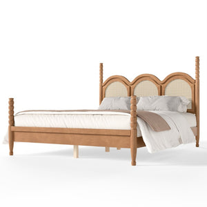English Elm Twin Over Full Bunk Bed Round Pipe Steel Frame with Guardrails for Kids and Teens Natural MDF,Pine,Plywood W5305S00256
