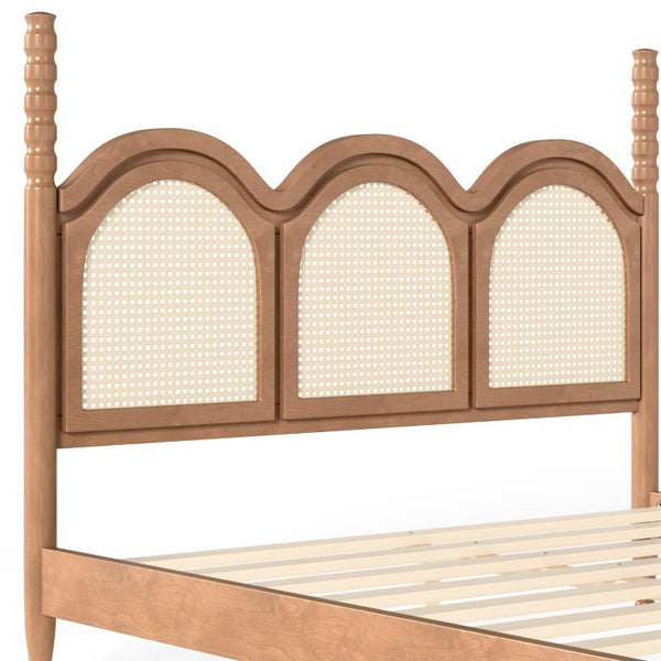 English Elm Twin Over Full Bunk Bed Round Pipe Steel Frame with Guardrails for Kids and Teens Natural MDF,Pine,Plywood W5305S00256