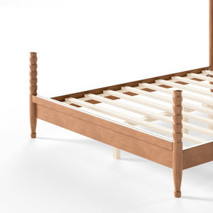 English Elm Twin Over Full Bunk Bed Round Pipe Steel Frame with Guardrails for Kids and Teens Natural MDF,Pine,Plywood W5305S00256