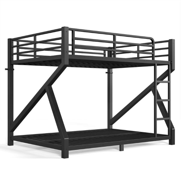 English Elm Full Over Bunk Bed Heavy Duty Steel Frame Low Profile Matte Black Sleeping Solution W5305S00270