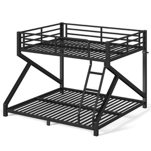 English Elm Queen Over King Heavy Duty Metal Bunk Bed Low Profile Steel Frame for Adults W5305S00271