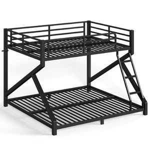 English Elm Queen Over King Heavy Duty Metal Bunk Bed Low Profile Steel Frame for Adults W5305S00271