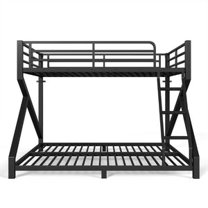 English Elm Queen Over King Heavy Duty Metal Bunk Bed Low Profile Steel Frame for Adults W5305S00271