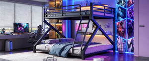 English Elm Queen Over King Heavy Duty Metal Bunk Bed Low Profile Steel Frame for Adults W5305S00271