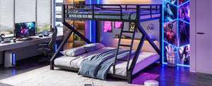 English Elm Queen Over King Heavy Duty Metal Bunk Bed Low Profile Steel Frame for Adults W5305S00271