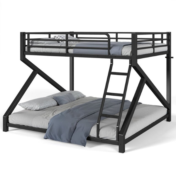 English Elm Queen Over King Heavy Duty Metal Bunk Bed Low Profile Steel Frame for Adults W5305S00271