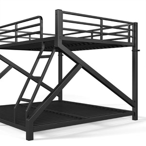English Elm Queen Over King Heavy Duty Metal Bunk Bed Low Profile Steel Frame for Adults W5305S00271