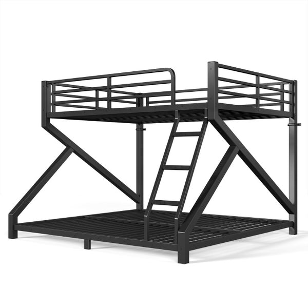 English Elm Queen Over King Heavy Duty Metal Bunk Bed Low Profile Steel Frame for Adults W5305S00271