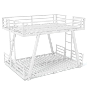 English Elm Full Over Bunk Bed Metal Frame Dual Ladders Low Profile Kids Guest Room Sleep W5305S00272