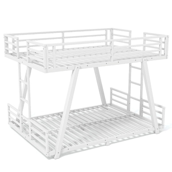 English Elm Full Over Bunk Bed Metal Frame Dual Ladders Low Profile Kids Guest Room Sleep W5305S00272
