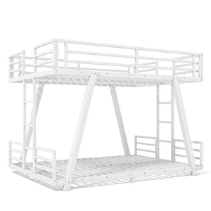 English Elm Full Over Bunk Bed Metal Frame Dual Ladders Low Profile Kids Guest Room Sleep W5305S00272