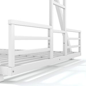 English Elm Full Over Bunk Bed Metal Frame Dual Ladders Low Profile Kids Guest Room Sleep W5305S00272