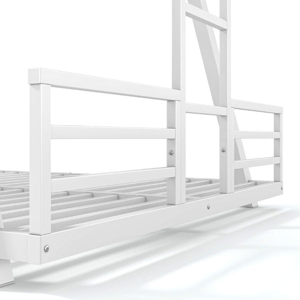 English Elm Full Over Bunk Bed Metal Frame Dual Ladders Low Profile Kids Guest Room Sleep W5305S00272