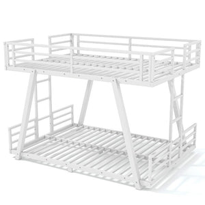 English Elm Full Over Bunk Bed Metal Frame Dual Ladders Low Profile Kids Guest Room Sleep W5305S00272