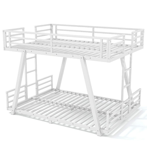 English Elm Full Over Bunk Bed Metal Frame Dual Ladders Low Profile Kids Guest Room Sleep W5305S00272