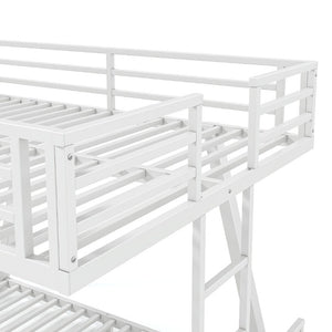 English Elm Full Over Bunk Bed Metal Frame Dual Ladders Low Profile Kids Guest Room Sleep W5305S00272