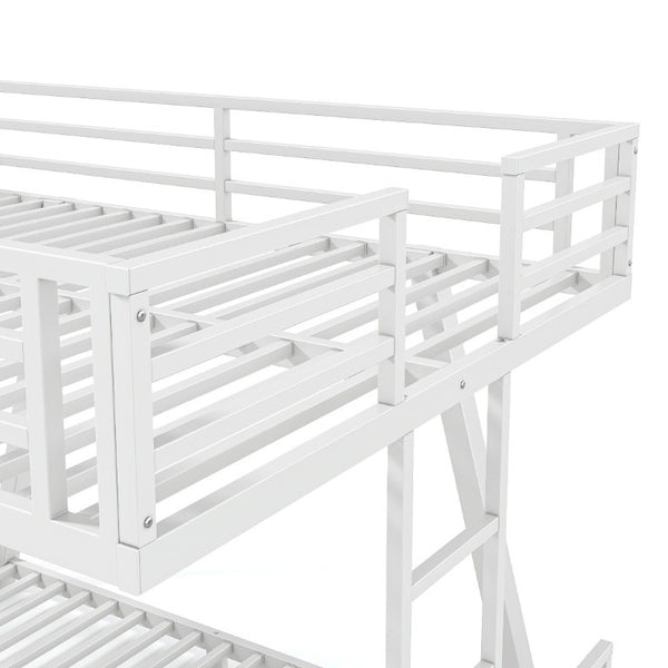 English Elm Full Over Bunk Bed Metal Frame Dual Ladders Low Profile Kids Guest Room Sleep W5305S00272