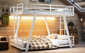 English Elm Full Over Bunk Bed Metal Frame Dual Ladders Low Profile Kids Guest Room Sleep W5305S00272