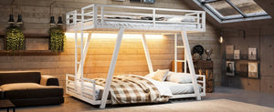 English Elm Full Over Bunk Bed Metal Frame Dual Ladders Low Profile Kids Guest Room Sleep W5305S00272