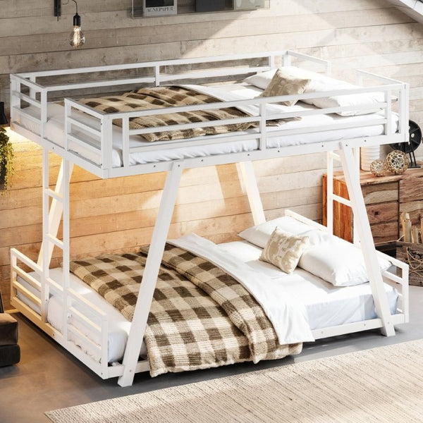 English Elm Full Over Bunk Bed Metal Frame Dual Ladders Low Profile Kids Guest Room Sleep W5305S00272