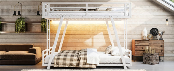 English Elm Full Over Bunk Bed Metal Frame Dual Ladders Low Profile Kids Guest Room Sleep W5305S00272