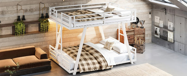 English Elm Full Over Bunk Bed Metal Frame Dual Ladders Low Profile Kids Guest Room Sleep W5305S00272