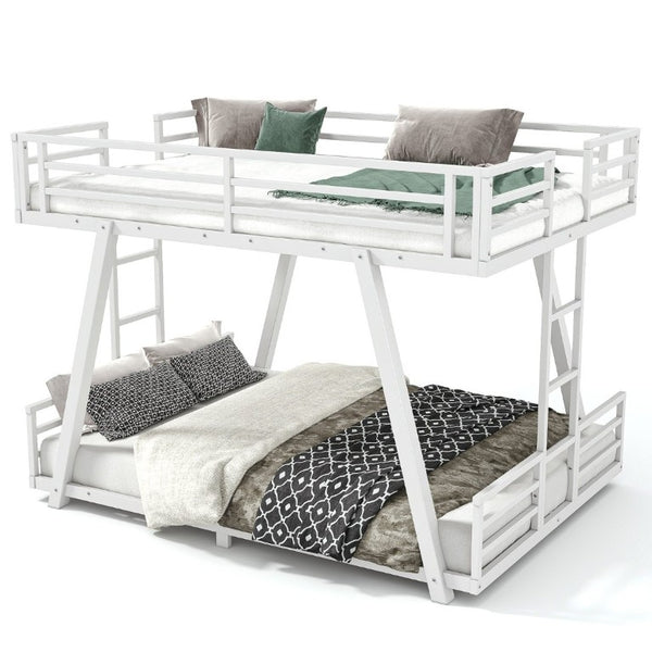 English Elm Full Over Bunk Bed Metal Frame Dual Ladders Low Profile Kids Guest Room Sleep W5305S00272