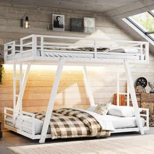 English Elm Full Over Bunk Bed Metal Frame Dual Ladders Low Profile Kids Guest Room Sleep W5305S00272