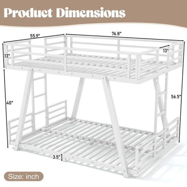 English Elm Full Over Bunk Bed Metal Frame Dual Ladders Low Profile Kids Guest Room Sleep W5305S00272