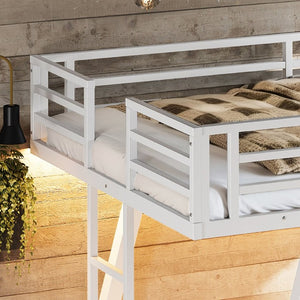 English Elm Full Over Bunk Bed Metal Frame Dual Ladders Low Profile Kids Guest Room Sleep W5305S00272