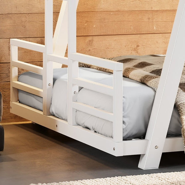 English Elm Full Over Bunk Bed Metal Frame Dual Ladders Low Profile Kids Guest Room Sleep W5305S00272