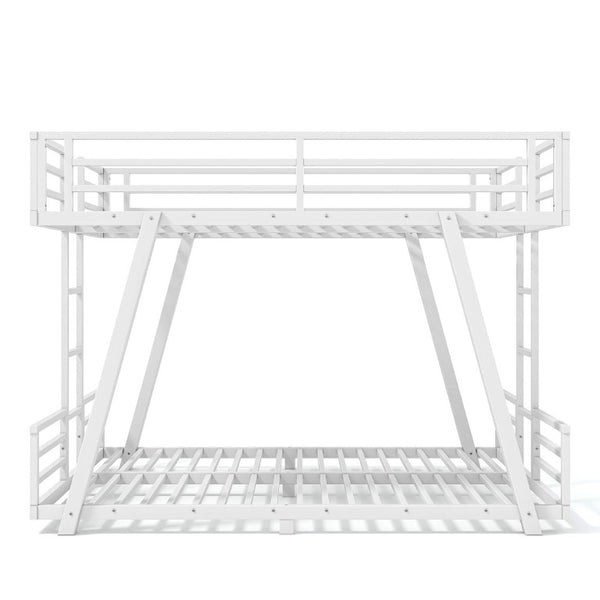 English Elm Full Over Bunk Bed Metal Frame Dual Ladders Low Profile Kids Guest Room Sleep W5305S00272