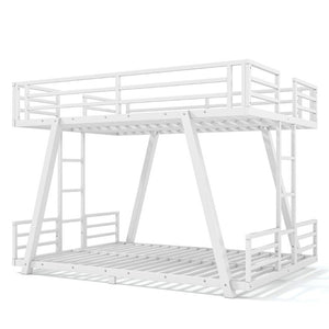 English Elm Full Over Bunk Bed Metal Frame Dual Ladders Low Profile Kids Guest Room Sleep W5305S00272