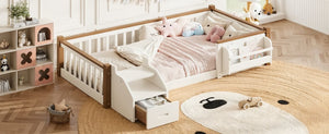 English Elm Twin Playhouse Bunk Bed with Roof Frame Bookshelf and Drawer Solid Wood Kids Room Beige, Natural MDF, Pine, Plywood W5305S00289