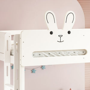 English Elm Twin Over Bunk Bed with Rabbit Headboard Storage Drawers and Safety Rails W5305S00296