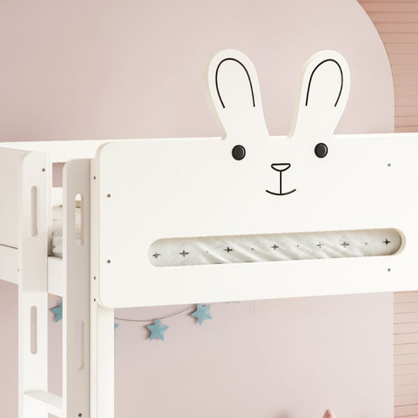 English Elm Twin Over Bunk Bed with Rabbit Headboard Storage Drawers and Safety Rails W5305S00296