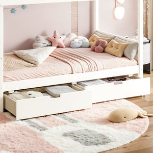 English Elm Twin Over Bunk Bed with Rabbit Headboard Storage Drawers and Safety Rails W5305S00296