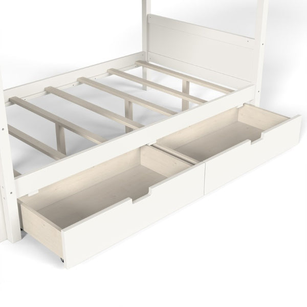 English Elm Twin Over Bunk Bed with Rabbit Headboard Storage Drawers and Safety Rails W5305S00296