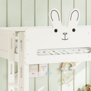 English Elm Full Size Bunk Bed with Rabbit Headboard Pine Wood Frame and Under Storage Drawers W5305S00297