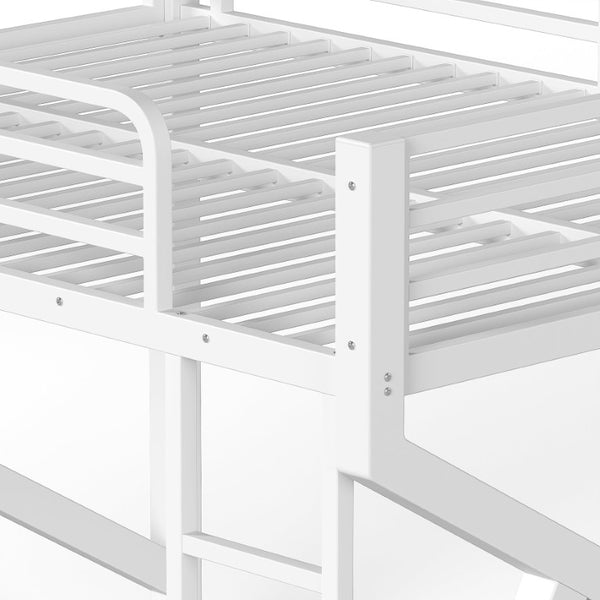 English Elm Queen Over Bunk Bed Heavy Duty Steel Frame Low Profile Sleeping for Shared Rooms W5305S00305