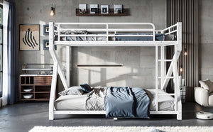 English Elm Queen Over Bunk Bed Heavy Duty Steel Frame Low Profile Sleeping for Shared Rooms W5305S00305